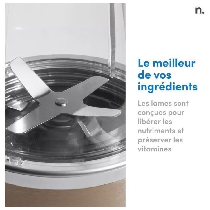 Blender personnel - NUTRIBULLET - NB907CP - 900W - 2 tasses + 2 couvercles + anneau - Doré Blender personnel - NUTRIBULLET - NB907CP - 900W - 2 tasses + 2 couvercles + anneau - Doré