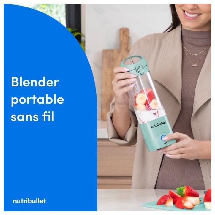 Blender portable - NUTRIBULLET - NBP003LBL - 70W - 0.475L - Light Blue - 1 gourde incluse Blender portable - NUTRIBULLET - NBP003LBL - 70W - 0.475L - Light Blue - 1 gourde incluse