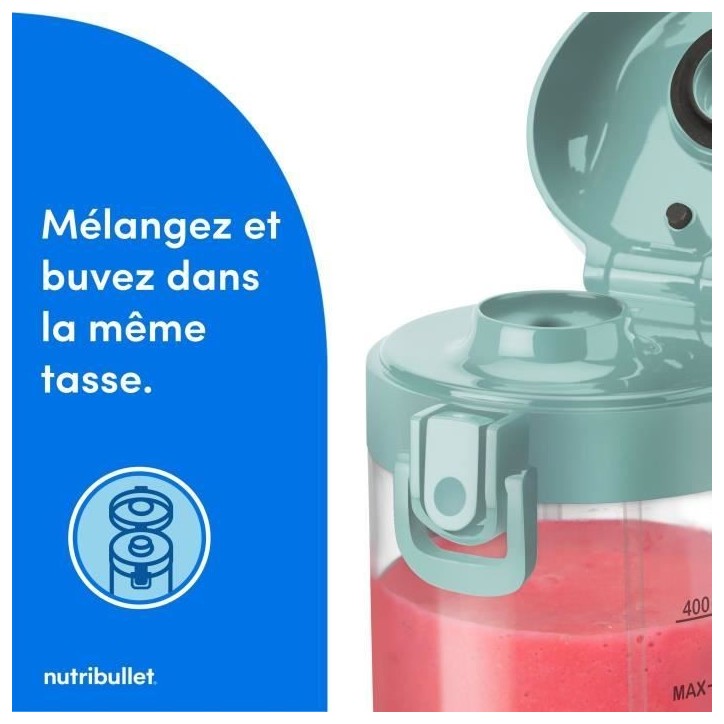 Blender portable - NUTRIBULLET - NBP003LBL - 70W - 0.475L - Light Blue - 1 gourde incluse Blender portable - NUTRIBULLET - NBP003LBL - 70W - 0.475L - Light Blue - 1 gourde incluse