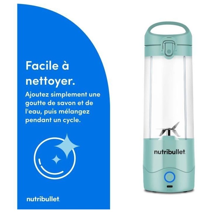 Blender portable - NUTRIBULLET - NBP003LBL - 70W - 0.475L - Light Blue - 1 gourde incluse Blender portable - NUTRIBULLET - NBP003LBL - 70W - 0.475L - Light Blue - 1 gourde incluse