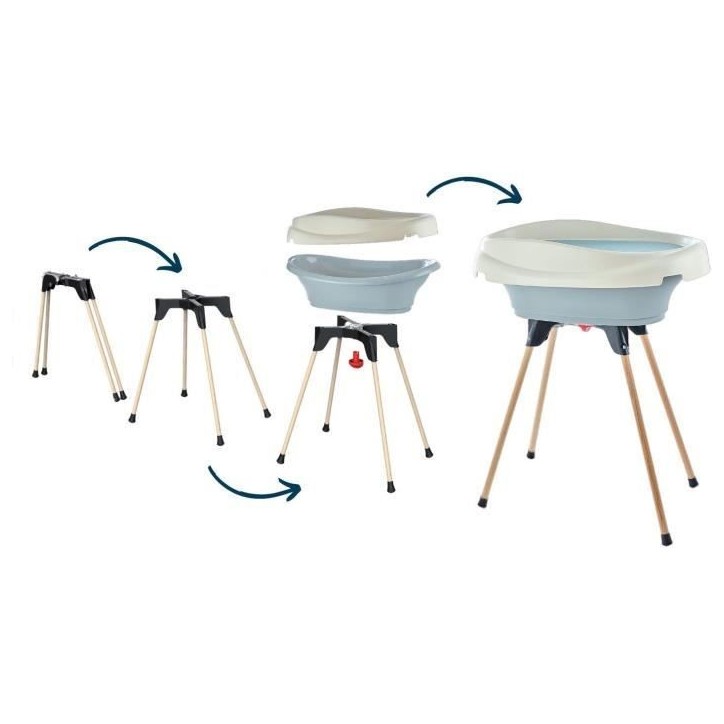 Pack plan a langer et baignoire - THERMOBABY - VASCO - Gris Charme - 2 en 1