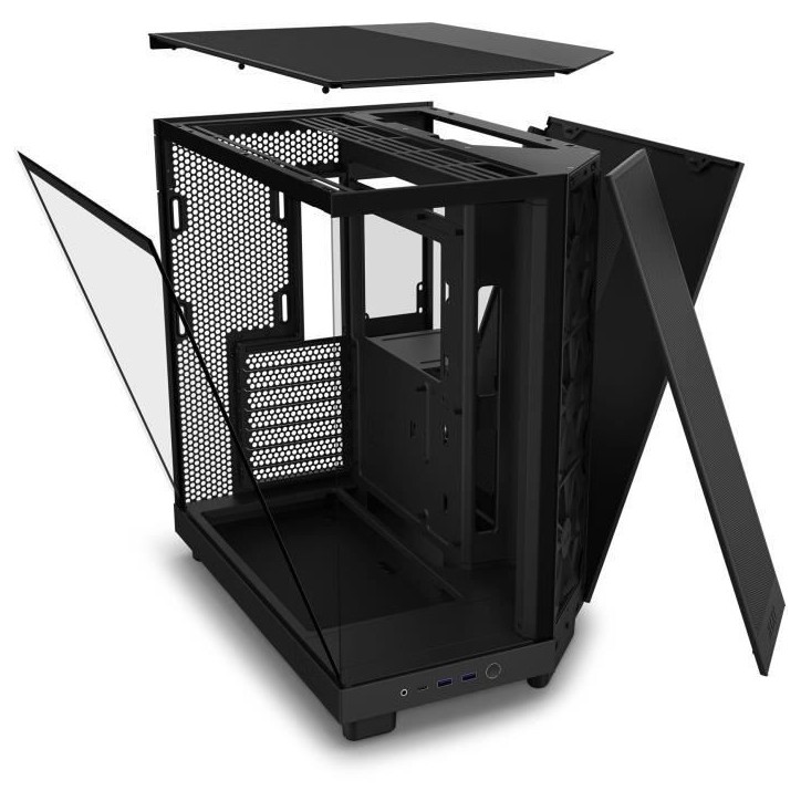 Boitier moyen-tour - NZXT - H6 Flow - Double chambre - Noir - 5 ventilateurs inclus