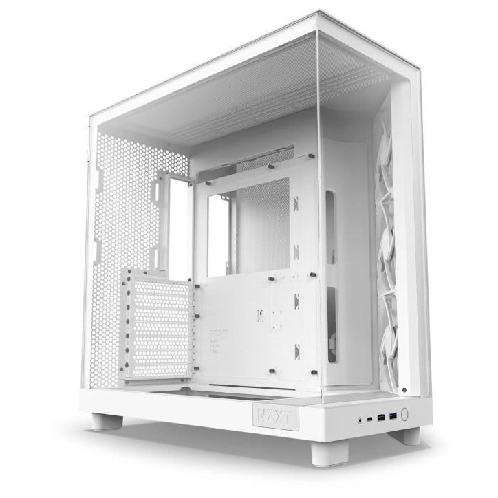 Boitier moyen-tour - NZXT - H6 Flow - Double chambre - Refroidissement par air - Blanc Boitier moyen-tour - NZXT - H6 Flow - Double chambre - Refroidissement par air - Blanc