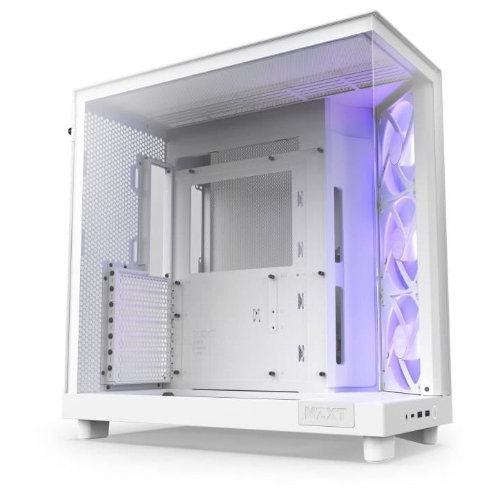 Boitier moyen-tour - NZXT - H6 Flow RGB - Double chambre - Ventilateurs RGB inclus - Blanc Boitier moyen-tour - NZXT - H6 Flow RGB - Double chambre - Ventilateurs RGB inclus - Blanc