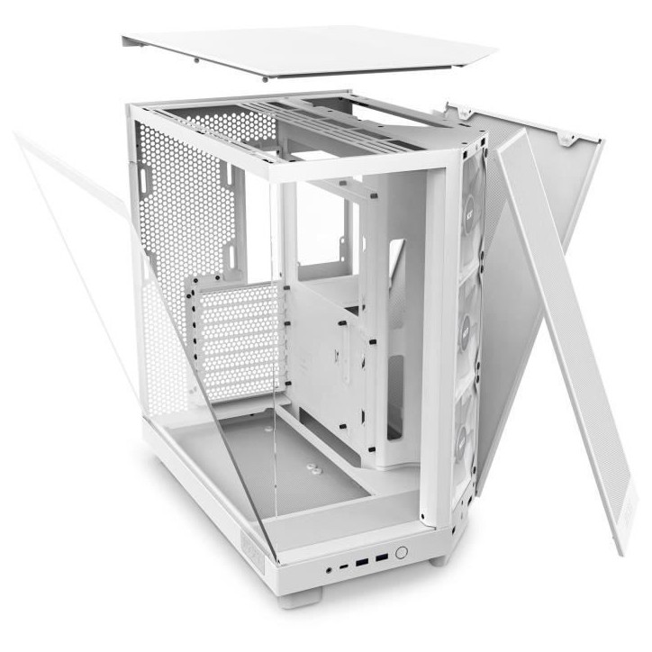 Boitier moyen-tour - NZXT - H6 Flow RGB - Double chambre - Ventilateurs RGB inclus - Blanc Boitier moyen-tour - NZXT - H6 Flow RGB - Double chambre - Ventilateurs RGB inclus - Blanc