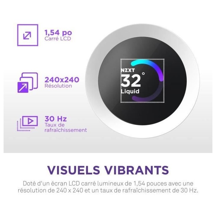 Watercooling - NZXT - RL-KR240-W2 - Kraken Plus 240 RGB - Écran carré 1.54 personnalisable et ventilateurs RGB - Blanc Watercooling - NZXT - RL-KR240-W2 - Kraken Plus 240 RGB - Écran carré 1.54 personnalisable et ventilateurs RGB - Blanc