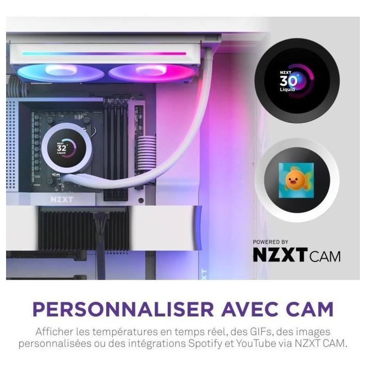 Watercooling - NZXT - RL-KR240-W2 - Kraken Plus 240 RGB - Écran carré 1.54 personnalisable et ventilateurs RGB - Blanc Watercooling - NZXT - RL-KR240-W2 - Kraken Plus 240 RGB - Écran carré 1.54 personnalisable et ventilateurs RGB - Blanc
