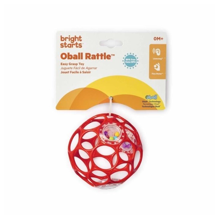BRIGHT STARS, Oball Hochet facile a saisir Jouet pour nourrissons sans BPA, 0M+ BRIGHT STARS, Oball Hochet facile a saisir Jouet pour nourrissons sans BPA, 0M+