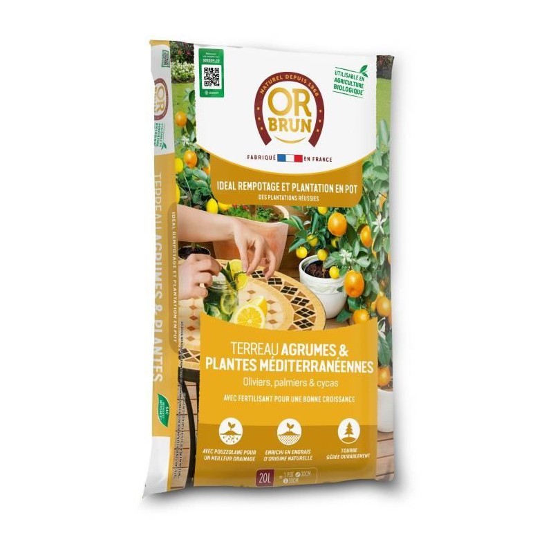 Terreau agrumes et plantes méditéranéeennes - OR BRUN - OBRTAG20N - Terreau agrumes et plantes méditéranéeennes - OR BRUN - OBRTAG20N -