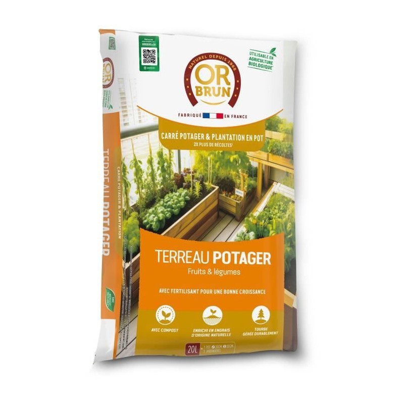 Terreau potager et carré potager - OR BRUN - OBRTCAPOT20N - 20 L Terreau potager et carré potager - OR BRUN - OBRTCAPOT20N - 20 L