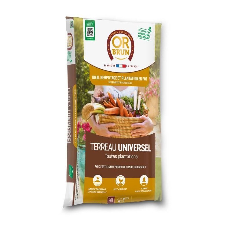Terreau universel - OR BRUN - OBRTUNI20N - 20 L Terreau universel - OR BRUN - OBRTUNI20N - 20 L
