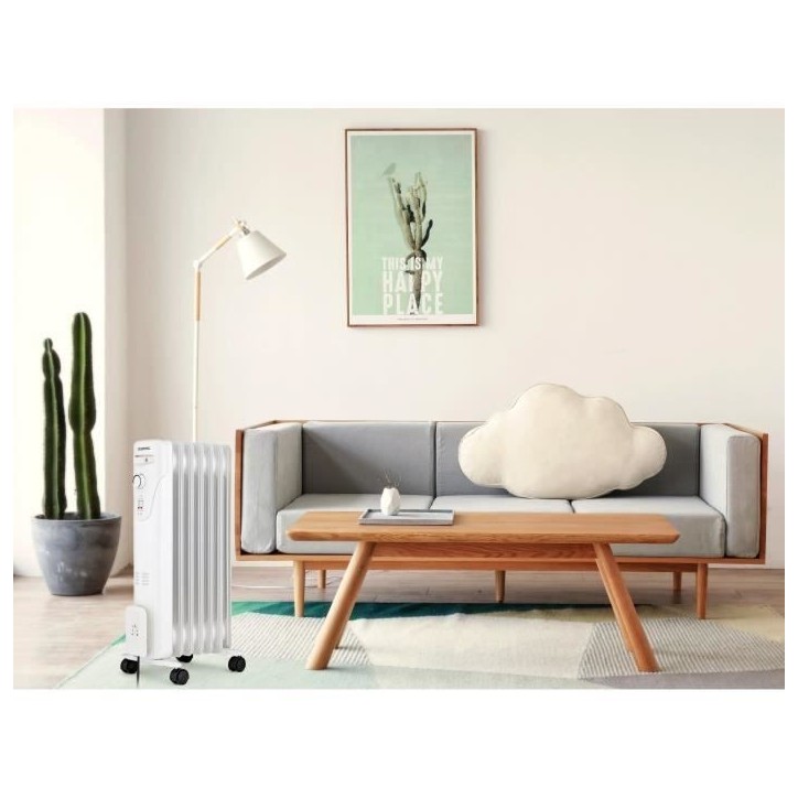 Radiateur électrique bain d'huile 1500W OCEANIC - 3 puissances - 7 éléments - Blanc - Mobile