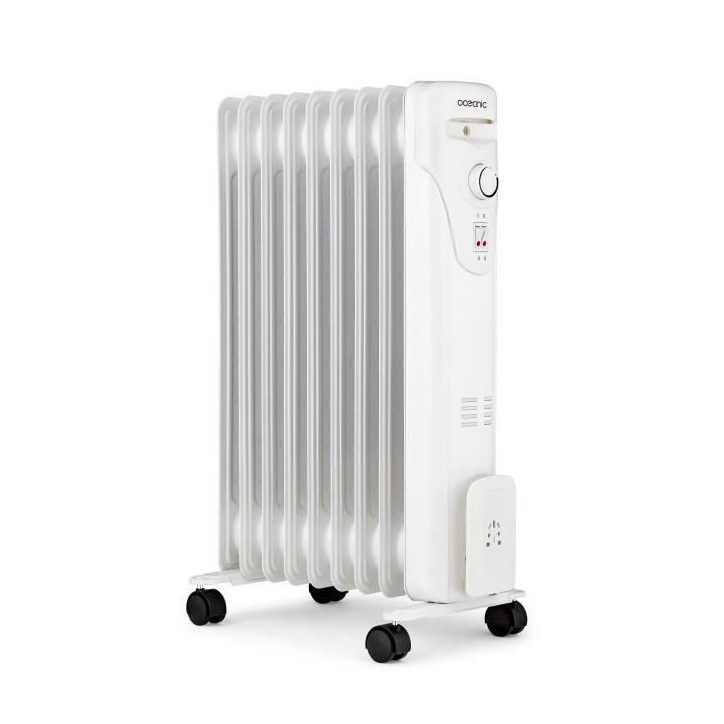 Radiateur bain d'huile électrique - 2000 Watts - OCEANIC - 3 puissances - 9 éléments - Mobile - Blanc