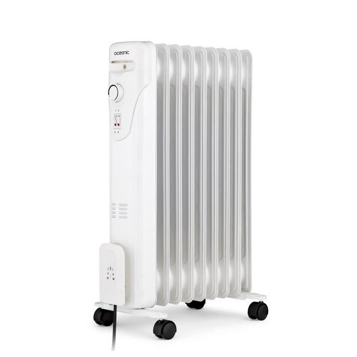 Radiateur bain d'huile électrique - 2000 Watts - OCEANIC - 3 puissances - 9 éléments - Mobile - Blanc