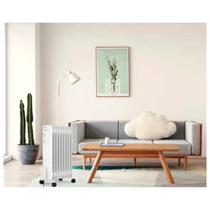 Radiateur bain d'huile électrique - 2000 Watts - OCEANIC - 3 puissances - 9 éléments - Mobile - Blanc