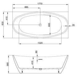 OCEANIC Baignoire ilot Rosã - L.177 x I.83 x H.58 cm - En acrylique -