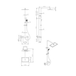 Colonne de douche OCEANIC - Mitigeur thermostatique - Pomme haute rect