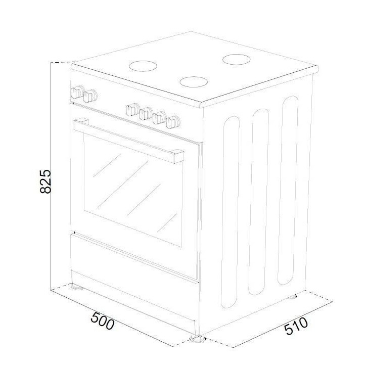 OCEANIC Cuisiniere vitrocéramique 50 x50 - four convection naturelle - four 48L - blanc OCEANIC Cuisiniere vitrocéramique 50 x50 - four convection naturelle - four 48L - blanc