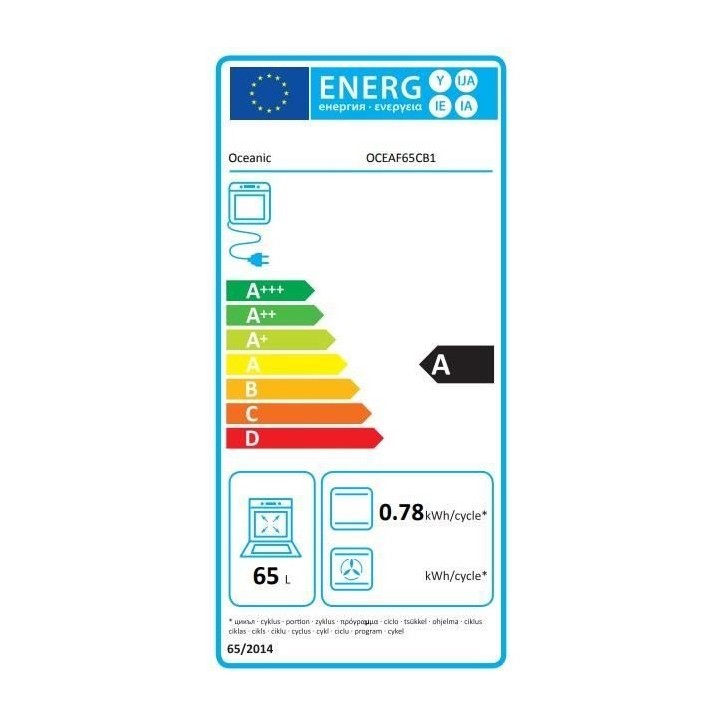 Four encastrable Nettoyage catalyse OCEANIC - OCEAF65CB1 - Noir - l64 x L65 x H65 cm - 65L Four encastrable Nettoyage catalyse OCEANIC - OCEAF65CB1 - Noir - l64 x L65 x H65 cm - 65L