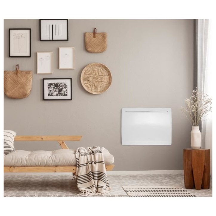Radiateur électrique fixe a inertie seche céramique 1000W OCEANIC Rubis - Design galbé - Blanc - NF Radiateur électrique fixe a inertie seche céramique 1000W OCEANIC Rubis - Design galbé - Blanc - NF