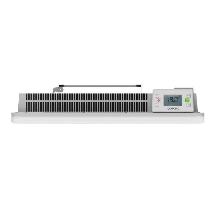 Radiateur électrique fixe a inertie seche céramique 1000W OCEANIC Rubis - Design galbé - Blanc - NF Radiateur électrique fixe a inertie seche céramique 1000W OCEANIC Rubis - Design galbé - Blanc - NF