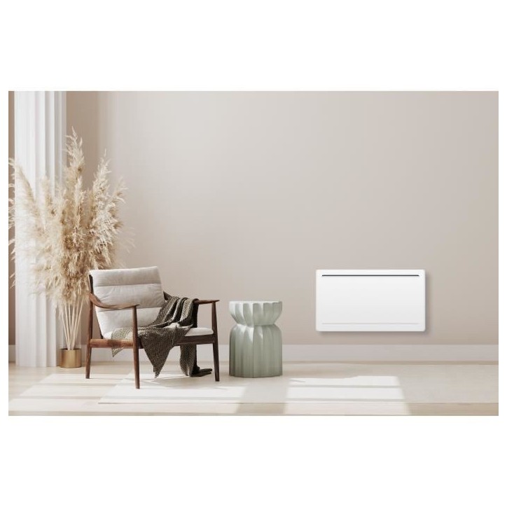 Radiateur électrique fixe a inertie seche céramique 1500W OCEANIC Rubis - Design galbé - Blanc - NF