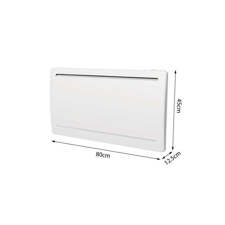 Radiateur électrique fixe a inertie seche céramique 1500W OCEANIC Rubis - Design galbé - Blanc - NF