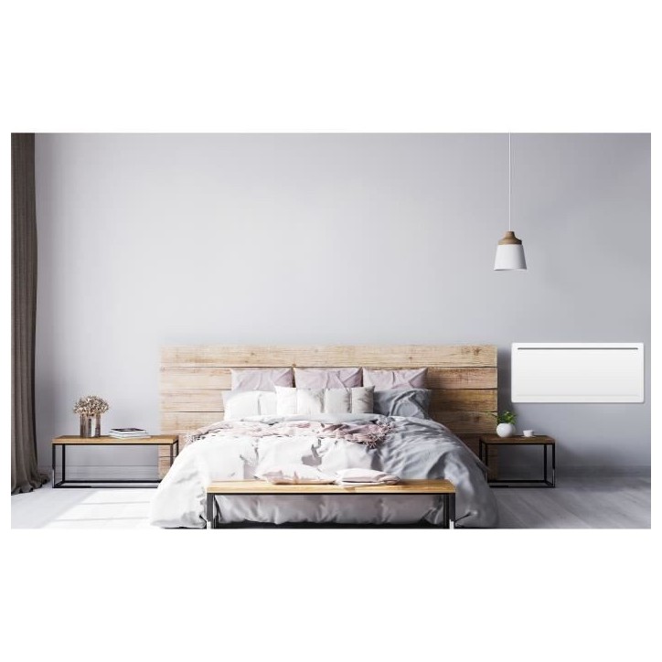 Radiateur électrique fixe a inertie seche céramique 2000W OCEANIC Rubis - Design galbé - Blanc - NF Radiateur électrique fixe a inertie seche céramique 2000W OCEANIC Rubis - Design galbé - Blanc - NF