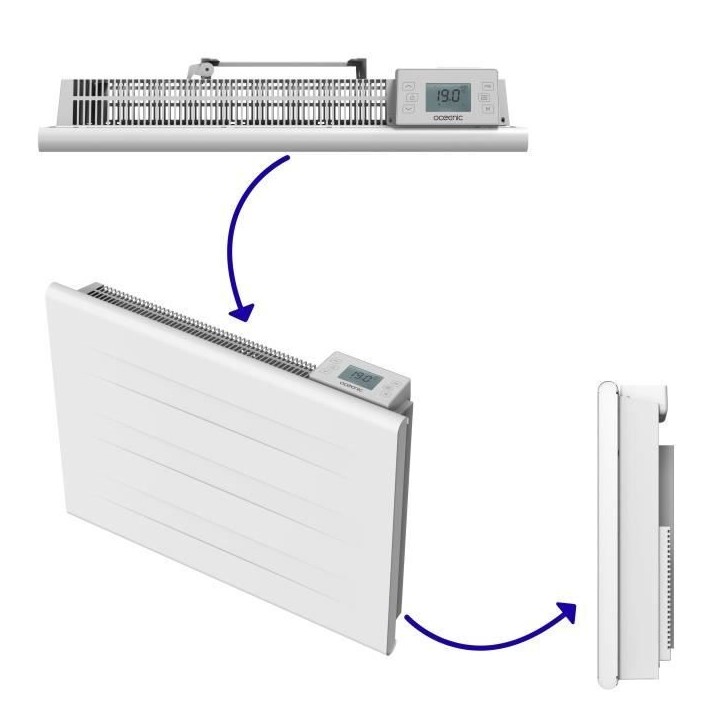Radiateur électrique fixe a inertie seche - Double coeur de chauffe - 1000 W - OCEANIC - Blanc mat -NF Radiateur électrique fixe a inertie seche - Double coeur de chauffe - 1000 W - OCEANIC - Blanc mat -NF