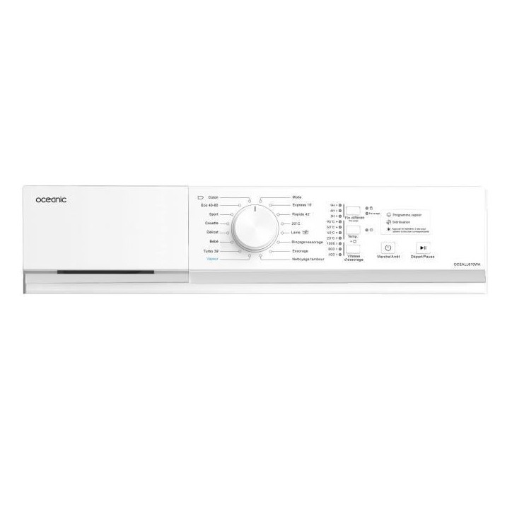 Lave-linge frontal OCEANIC OCEALL610WA - 6 kg - Induction - 60 cm - 1000 trs/ min - Blanc Lave-linge frontal OCEANIC OCEALL610WA - 6 kg - Induction - 60 cm - 1000 trs/ min - Blanc
