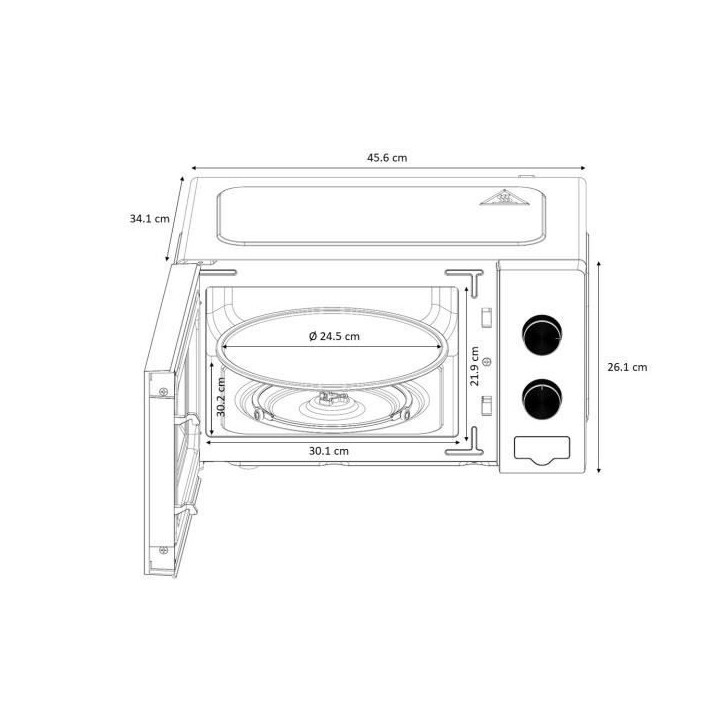 Micro-ondes OCEANIC MO20W11 Blanc 45,4 x H26,1 x P32,6 cm - 20L Micro-ondes OCEANIC MO20W11 Blanc 45,4 x H26,1 x P32,6 cm - 20L