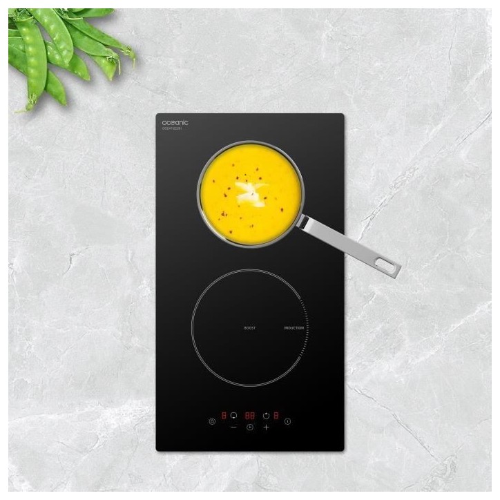 OCEANIC Domino induction noir encastrable - 3500W - 2 Boosters