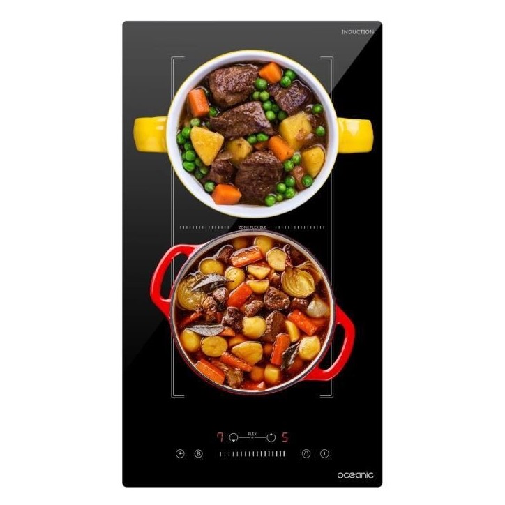 Domino induction encastrable - OCEANIC - OCEATI2Z2BF - 2 foyers avec zone flexible- 3600 W - Noir Domino induction encastrable - OCEANIC - OCEATI2Z2BF - 2 foyers avec zone flexible- 3600 W - Noir