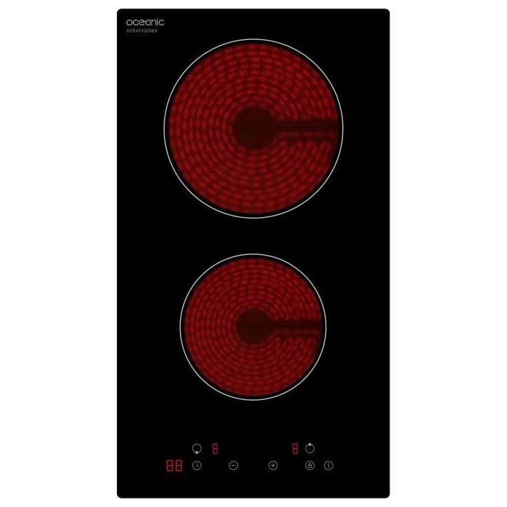 Plaque de cuisson vitrocéramique OCEANIC - 2 foyers - 2900W - commandes sensitives