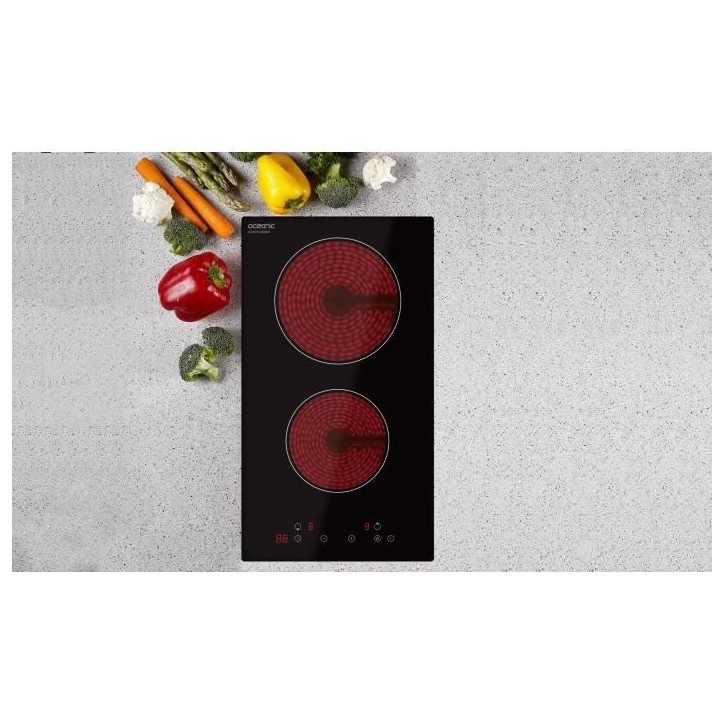 Plaque de cuisson vitrocéramique OCEANIC - 2 foyers - 2900W - commandes sensitives