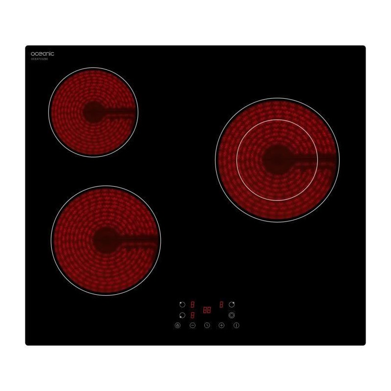 Plaque de cuisson vitrocéramique OCEANIC 3 foyers L56 x P49 cm OCEATV Plaque de cuisson vitrocéramique OCEANIC 3 foyers L56 x P49 cm OCEATV