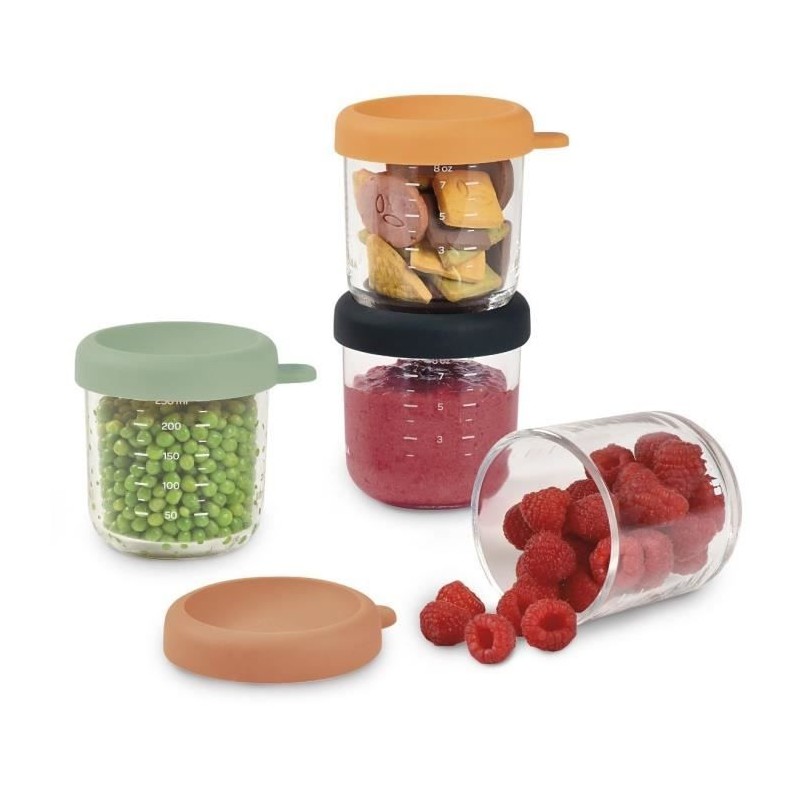 Coffret de 4 portions repas en verre - BEABA - Sunrise Color mix - 250