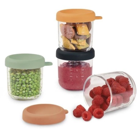 Coffret de 4 portions repas en verre - BEABA - Sunrise Color mix - 250