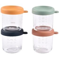 Coffret de 4 portions repas en verre - BEABA - Sunrise Color mix - 250