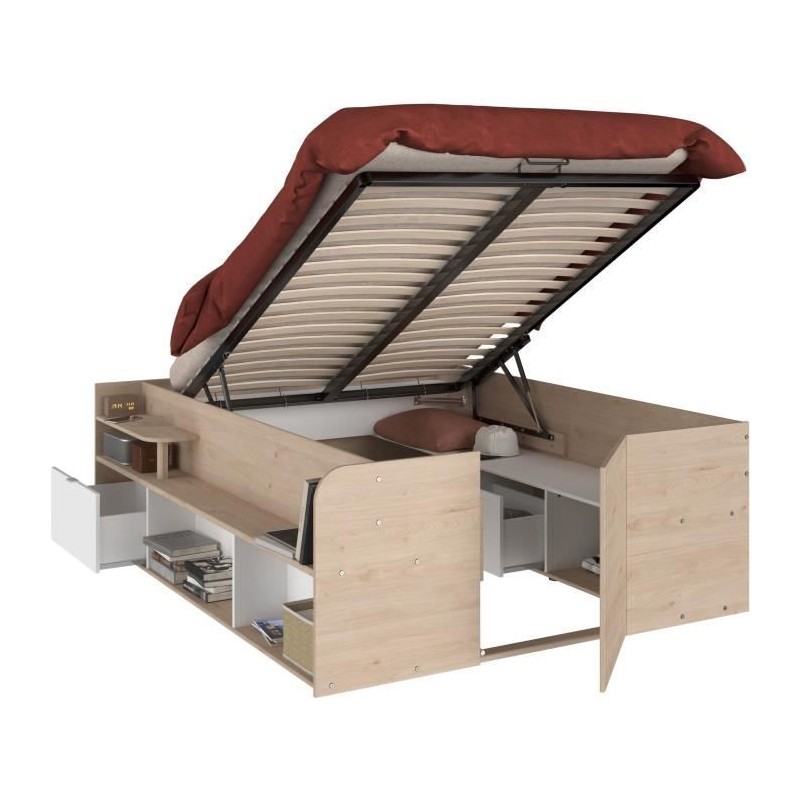 ODYSSEE Lit coffre adulte - 140x190/200 cm - Avec coffre relevable - D ODYSSEE Lit coffre adulte - 140x190/200 cm - Avec coffre relevable - D