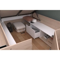 ODYSSEE Lit coffre adulte - 140x190/200 cm - Avec coffre relevable - D