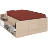 ODYSSEE Lit coffre adulte - 140x190/200 cm - Avec coffre relevable - D