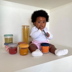 Coffret de 4 portions repas en verre - BEABA - Sunrise Color mix - 250