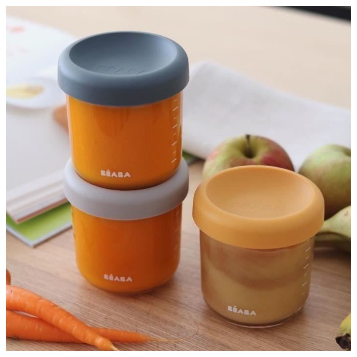 Coffret de 4 portions repas en verre - BEABA - Sunrise Color mix - 250 ml