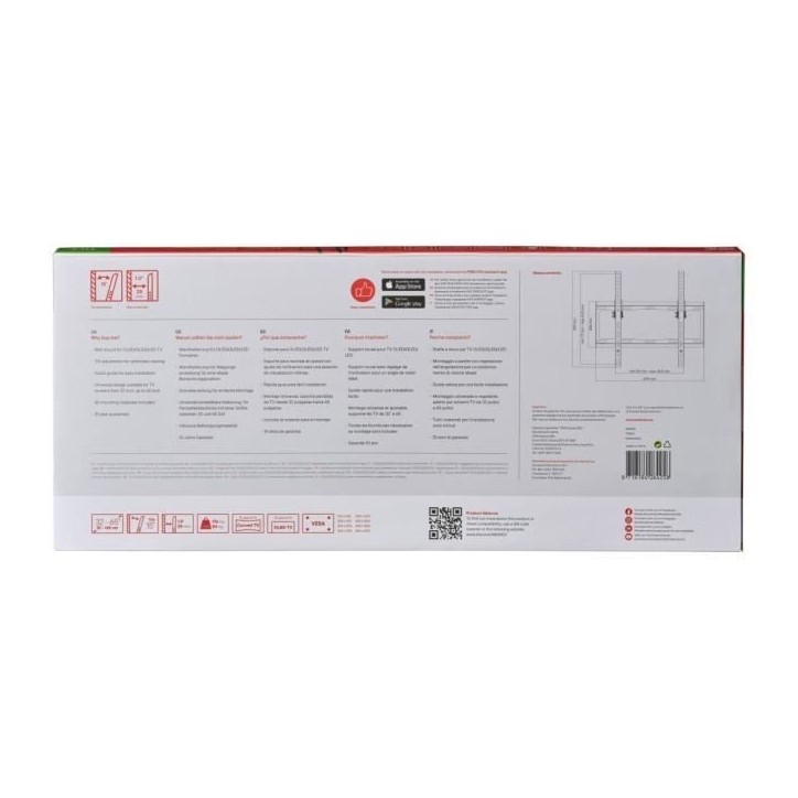 ONE FOR ALL WM2421 - Support mural avec réglage d'inclinaison de 15° pour TV de 32 a 65 (81 a 165cm) - Noir ONE FOR ALL WM2421 - Support mural avec réglage d'inclinaison de 15° pour TV de 32 a 65 (81 a 165cm) - Noir