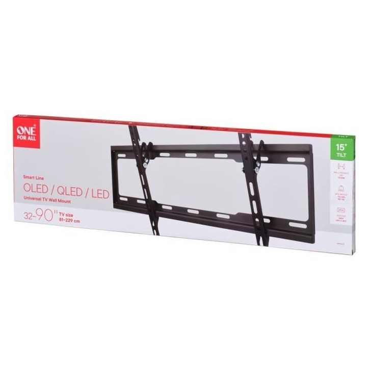 ONE FOR ALL WM2621 - Support mural avec réglage d'inclinaison de 15° pour TV de 32 a 90 (81 a 229cm) - Noir ONE FOR ALL WM2621 - Support mural avec réglage d'inclinaison de 15° pour TV de 32 a 90 (81 a 229cm) - Noir