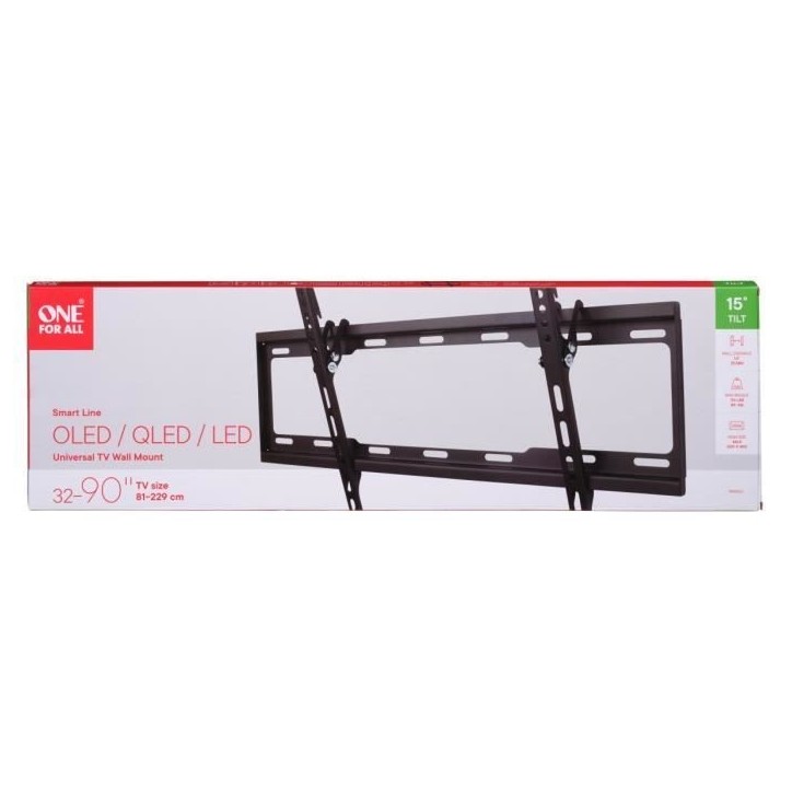 ONE FOR ALL WM2621 - Support mural avec réglage d'inclinaison de 15° pour TV de 32 a 90 (81 a 229cm) - Noir ONE FOR ALL WM2621 - Support mural avec réglage d'inclinaison de 15° pour TV de 32 a 90 (81 a 229cm) - Noir