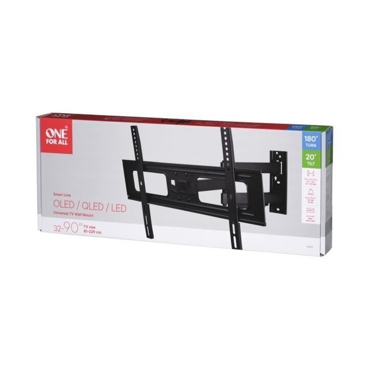 ONE FOR ALL WM2651 Support mural inclinable et orientable a 180° pour TV de 81 a 229cm (32-90) ONE FOR ALL WM2651 Support mural inclinable et orientable a 180° pour TV de 81 a 229cm (32-90)
