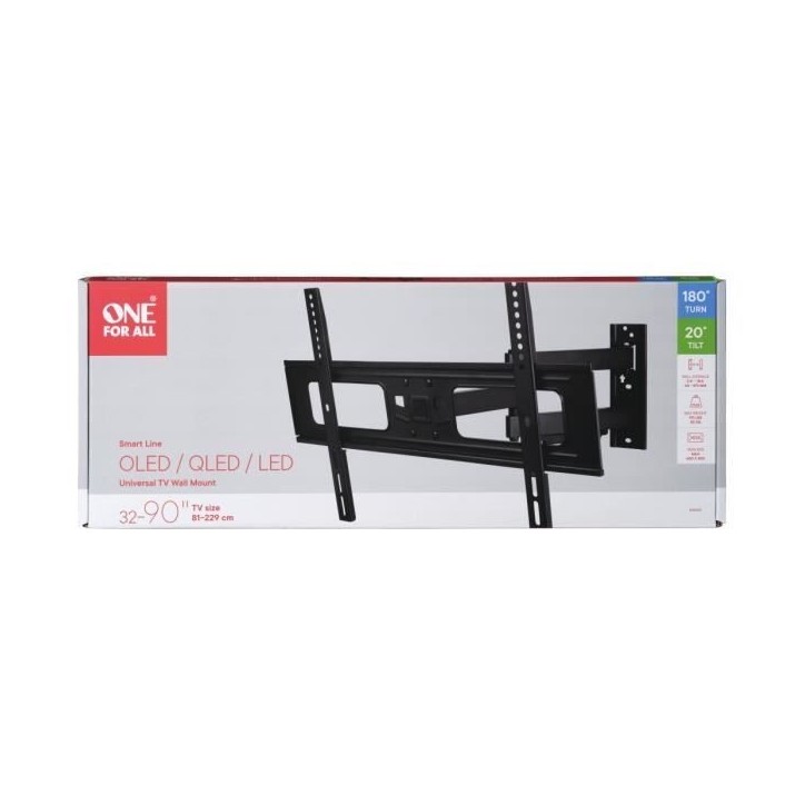 ONE FOR ALL WM2651 Support mural inclinable et orientable a 180° pour TV de 81 a 229cm (32-90) ONE FOR ALL WM2651 Support mural inclinable et orientable a 180° pour TV de 81 a 229cm (32-90)