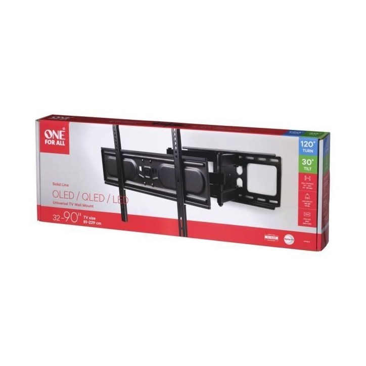 ONE FOR ALL WM4661 Support mural inclinable et orientable pour écran de 81 a 229 cm (32 a 90) - Poids max : 60kg ONE FOR ALL WM4661 Support mural inclinable et orientable pour écran de 81 a 229 cm (32 a 90) - Poids max : 60kg